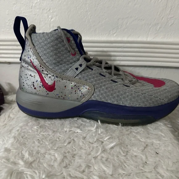 NIKE Men Gray Pink Breast‎ Cancer ZOOM RIZE Hightop Sneakers Tennis Shoes 10.5 - Picture 3 of 9